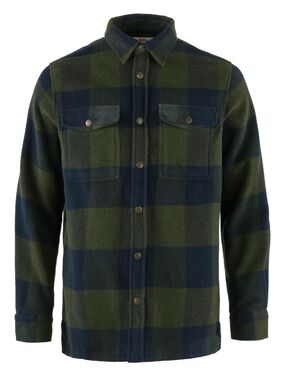 Fjällräven Blue & Olive Green Check Wool Canada Shirt